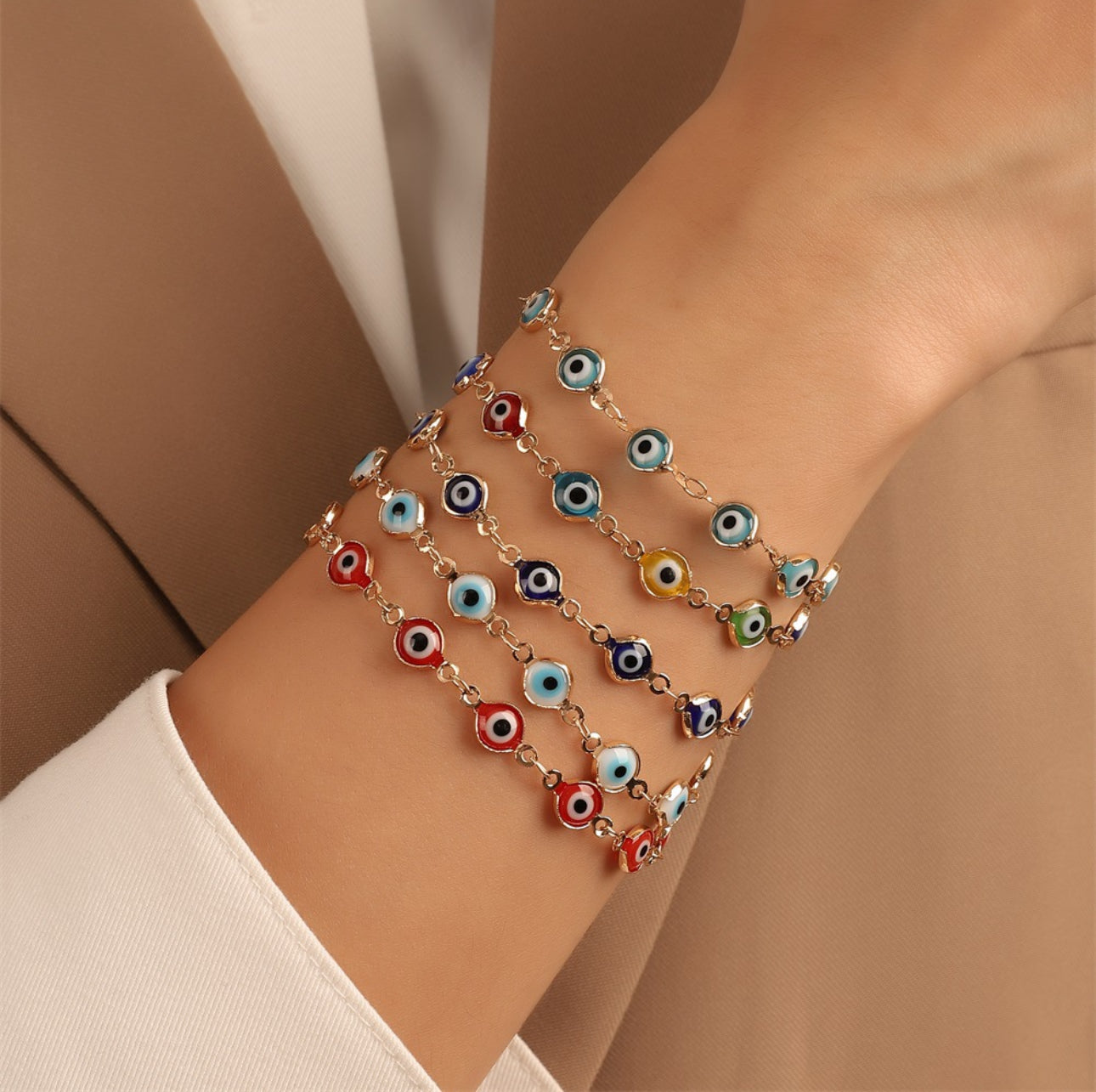 10 Pack Evil Eye Bracelets- Alloy