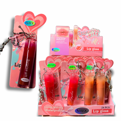 24 PC Premium Lip Gloss with Cute Keychain-Individual