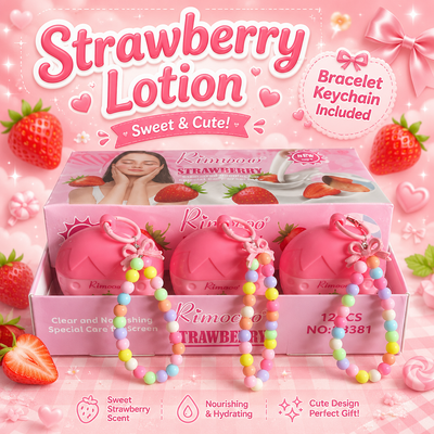 Strawberry hand lotion 12 PC With bracelet Keychain