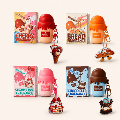 4 PC Ice cream mixed scent perfumes with keychains!