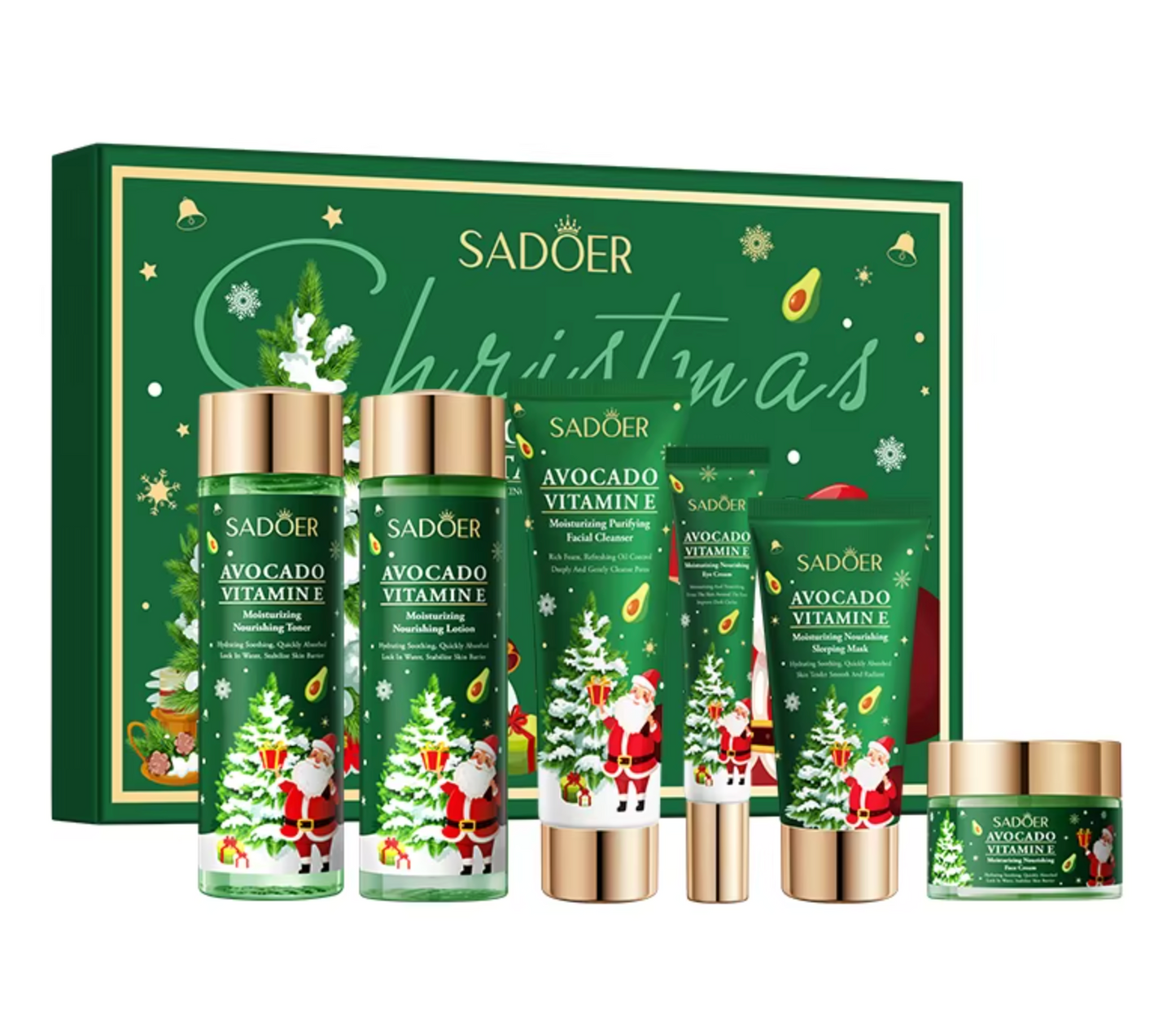 SADOER CHRISTMAS 6 PIECE SET- AVOCADO VITAMIN E MOISTURIZING