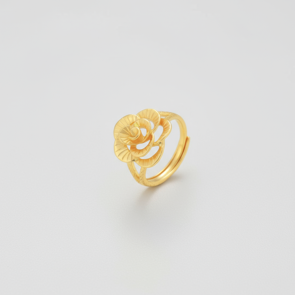 4 PC Adjustable ring Rose- 24 K Gold Plated Alloy