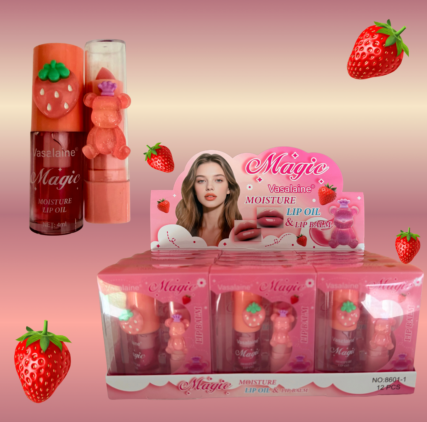 12 PC Box STRAWBERRY Lippie Set with duo lippies inside (24pc total)
