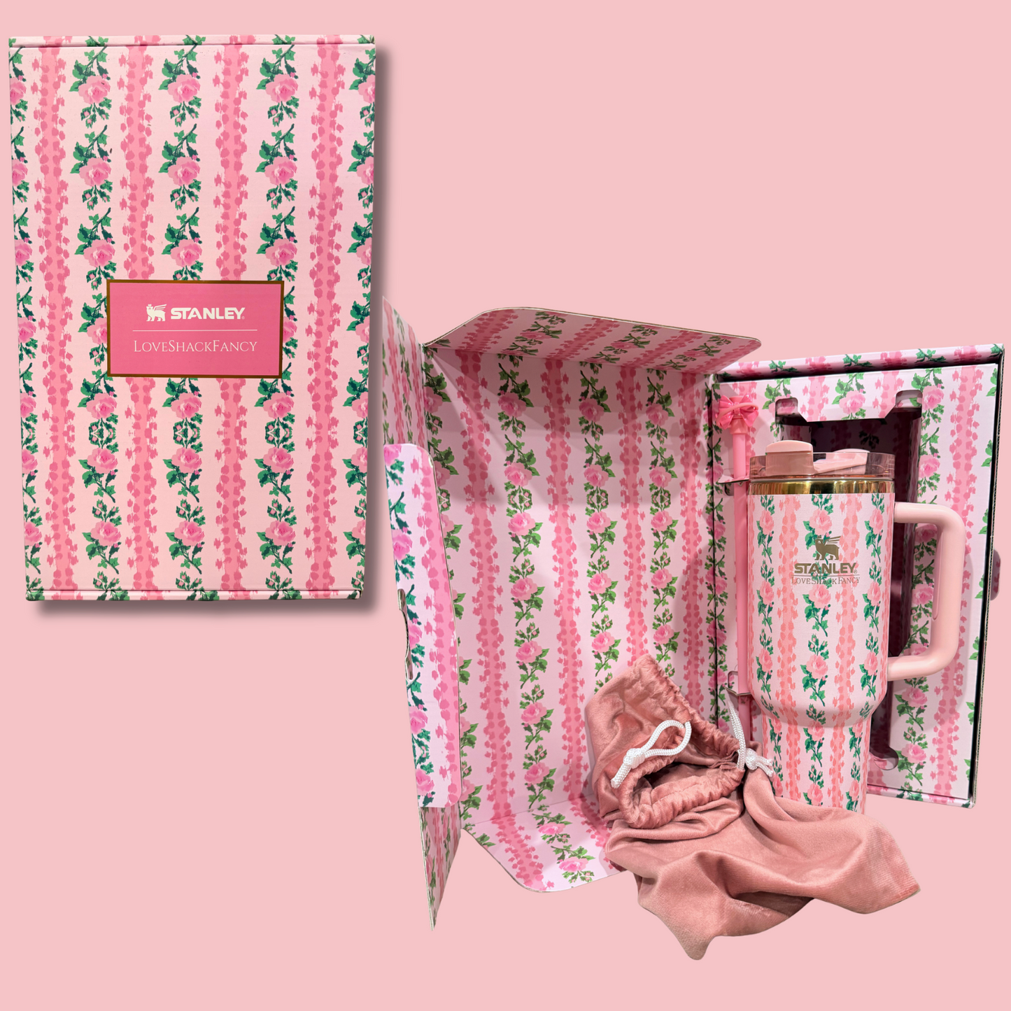 40 OZ Limited Tumbler with Box pink striped