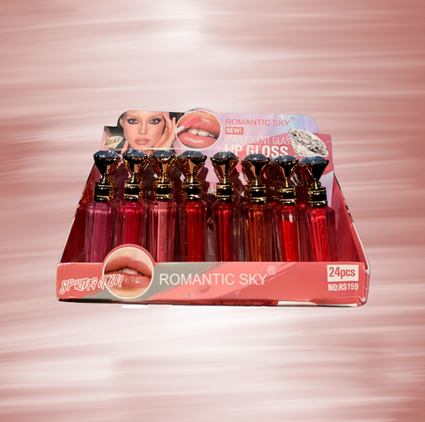 24 PC Diamond Top Moisturizing Glitter Gloss with Shimmer-6 shades