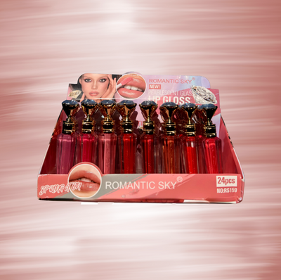 24 PC Diamond Top Moisturizing Glitter Gloss with Shimmer-6 shades