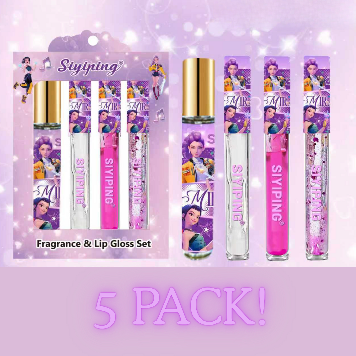 5 BOXES! GIFT SET PERFUME AND LIPPIE SET- HUNTRIX PURPLE