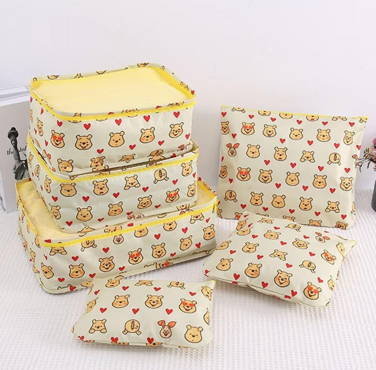 6 Piece Packing Cubes- cute Bear Faces