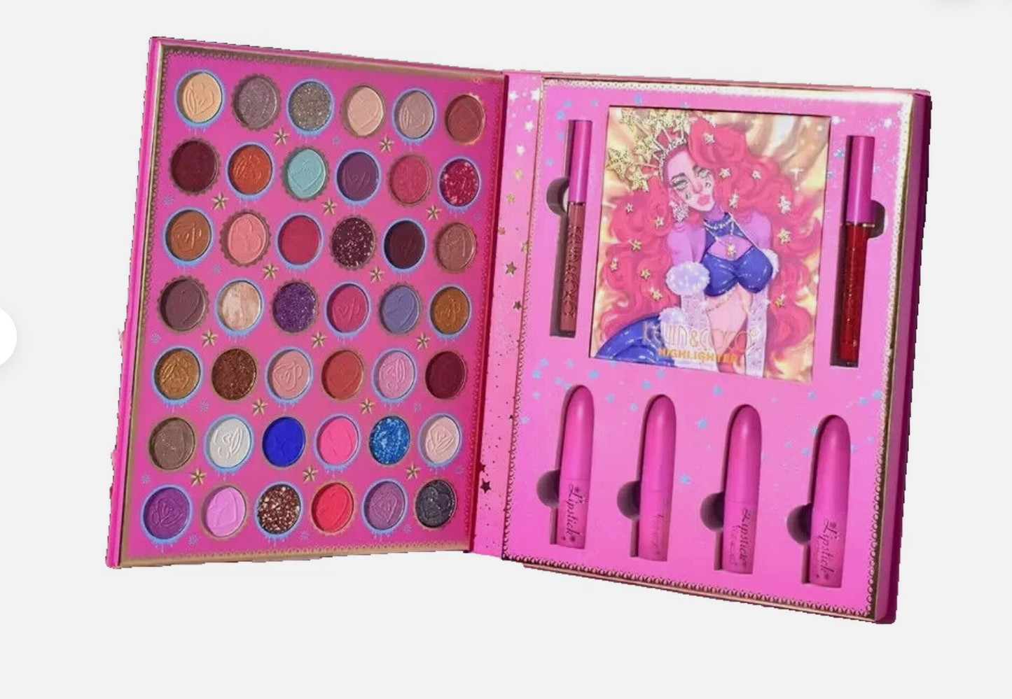 SALE! KEVIN & COCO PINK HAIR W/STAR'S EYESHADOW/ FACE/LIPPIE PALETTE SET-