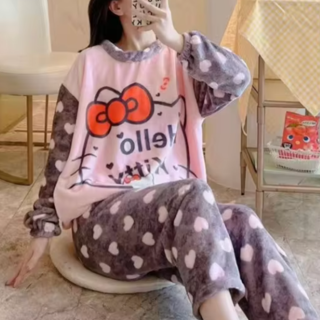 FLASH SALE‼️ 2PC Set Velvet Fleece PJ Pajama Set- Warm Set - SIZE M/L