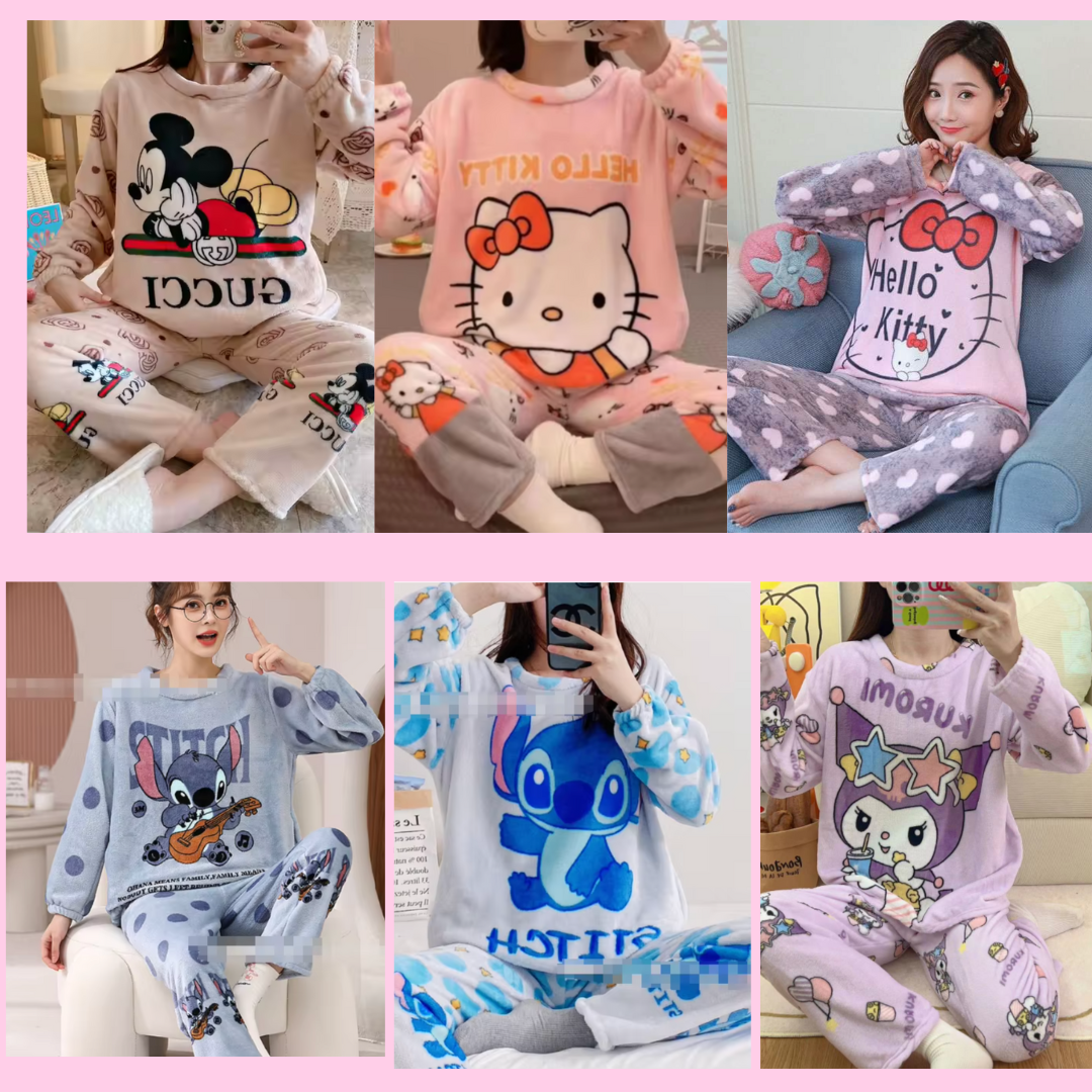 FLASH SALE‼️ 2PC Set Velvet Fleece PJ Pajama Set- Warm Set - SIZE M/L