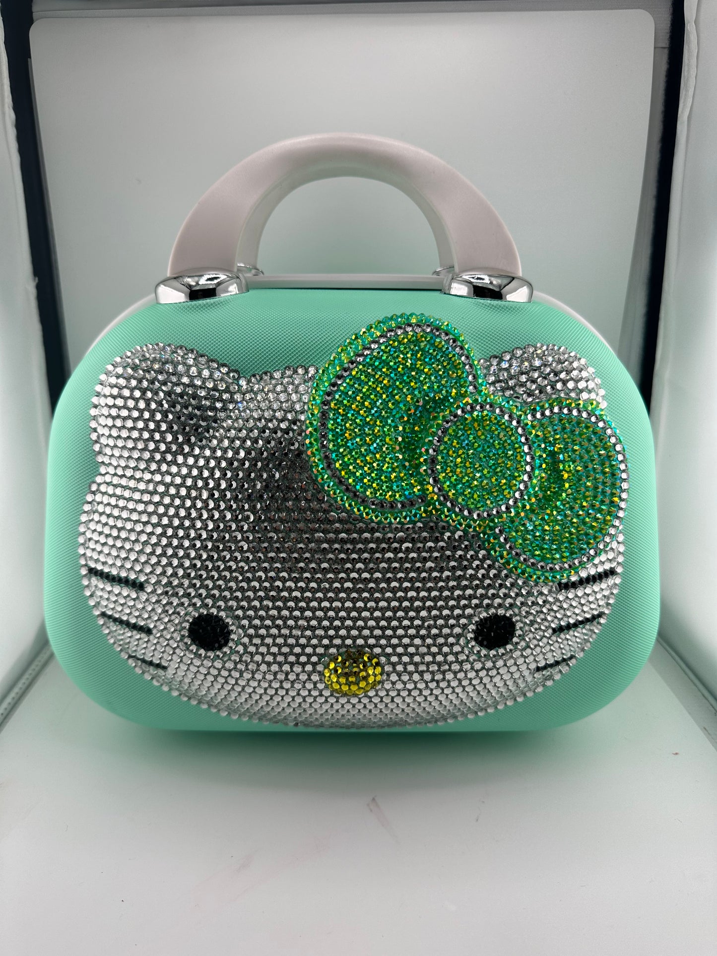 Hk Mint Green Bling Carry On Suitcase