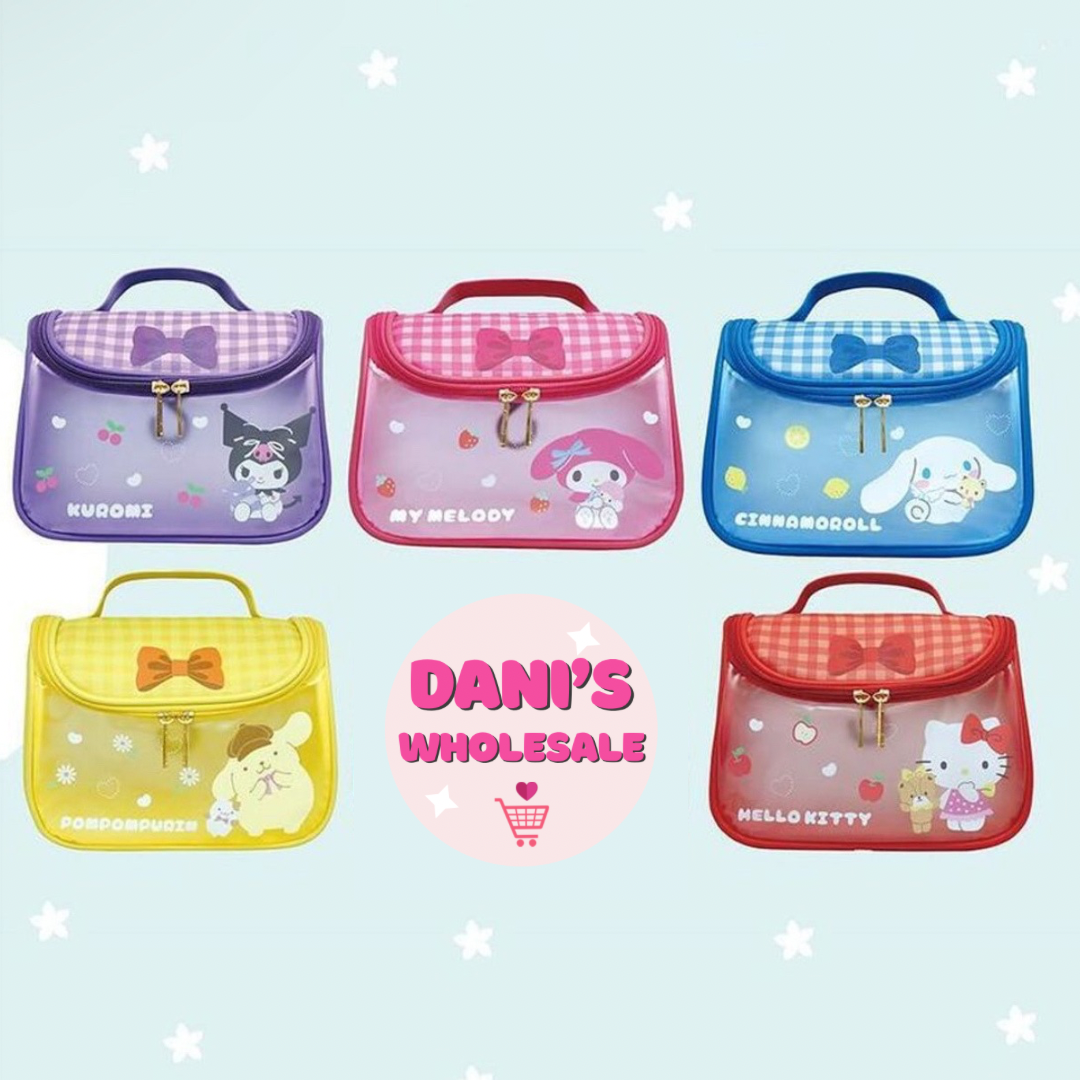 5 Pack! Kitty and friends Makeup Bags- 10.5 Inches