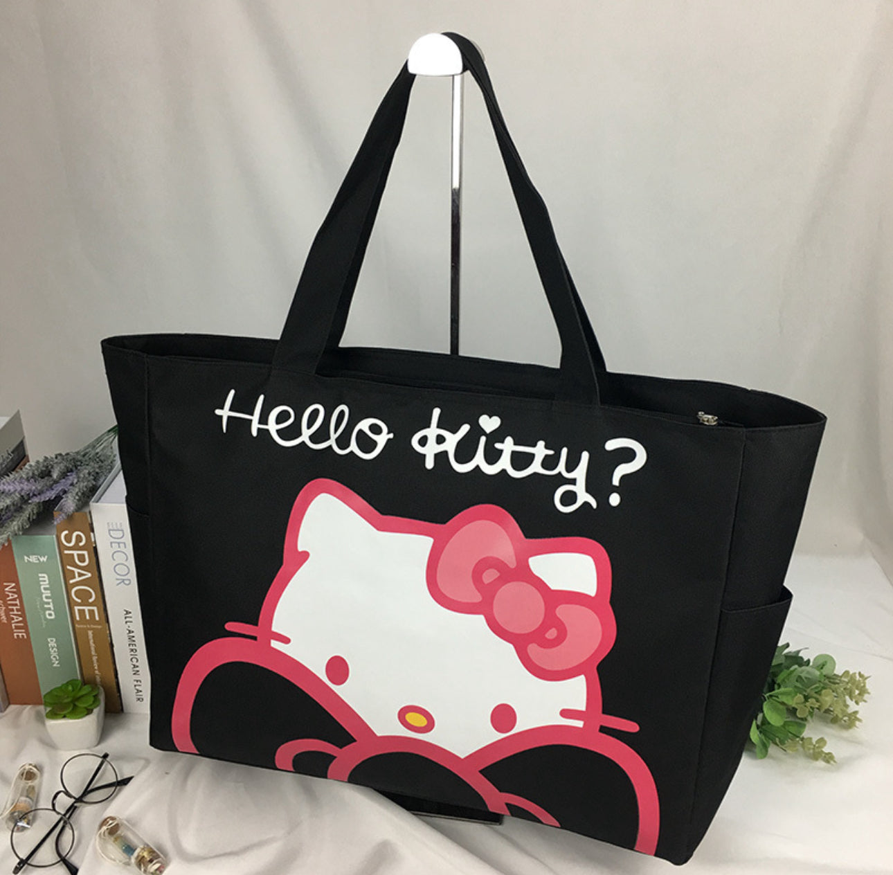 Large Kitty Tote Bags- Canvas- 19 inches