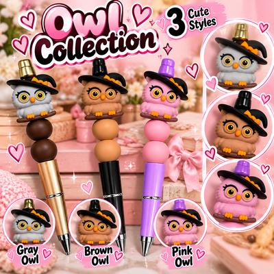 3 PC Beaded Pens- OWLS (individually packed)