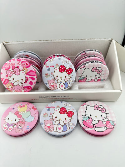 HK Kitty Round Compact Mirrors pack of 12