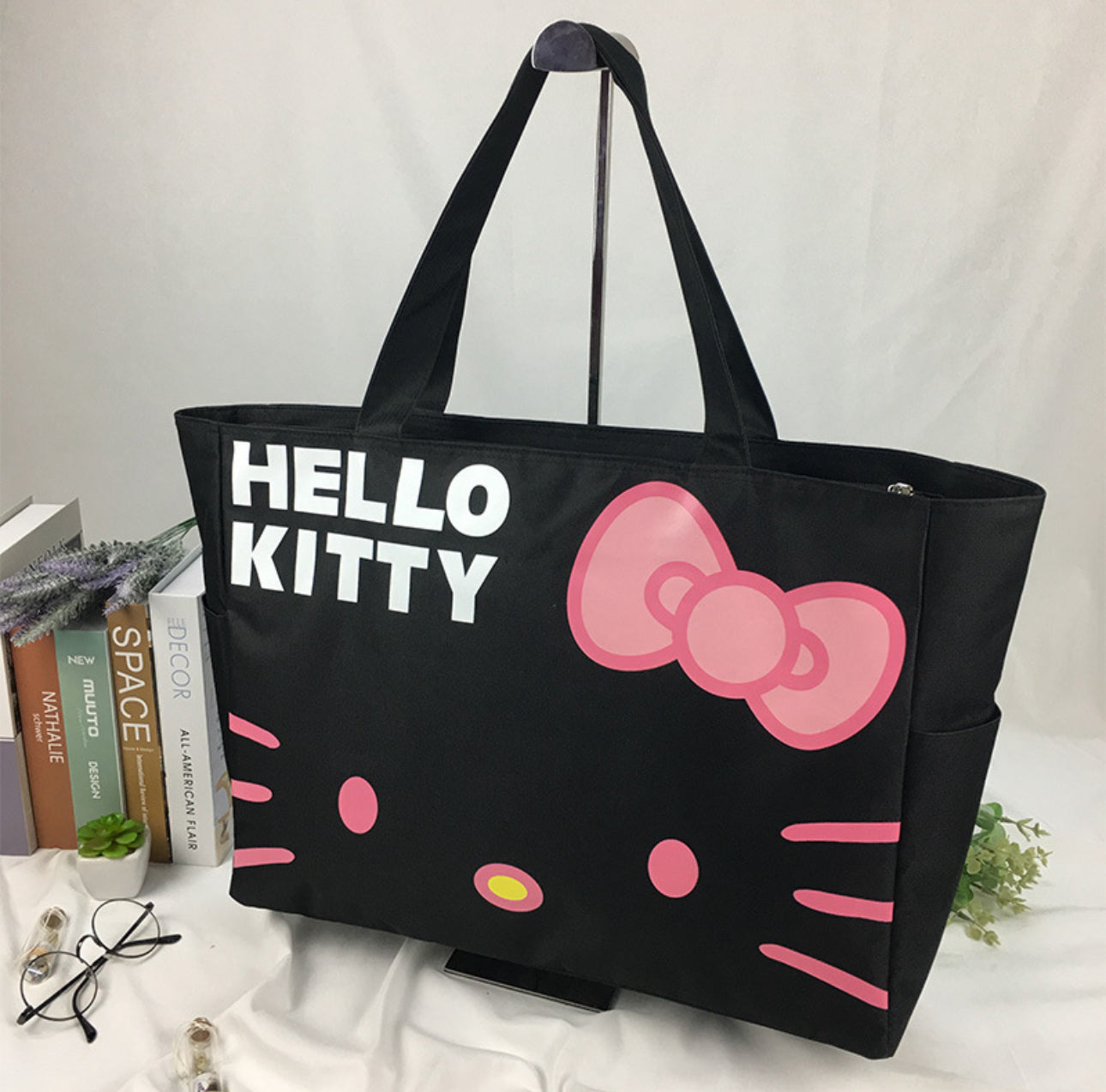 Large Kitty Tote Bags- Canvas- 19 inches