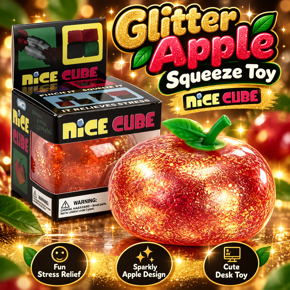1 PC Glitter Apple Squishy