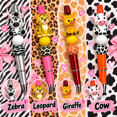 4 PC Beaded Pens- Animals
