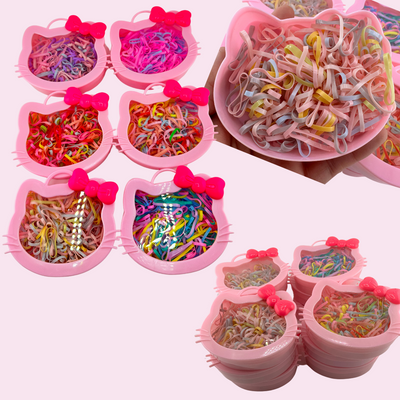 12 PC Kitty Container with Hair Ties