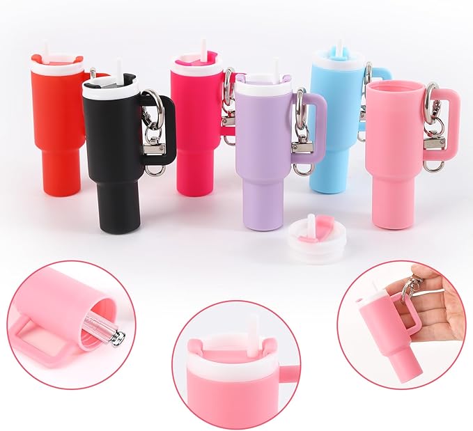 10 PC Mixed colors!  Mini Tumbler Chapstick holder/Keychain