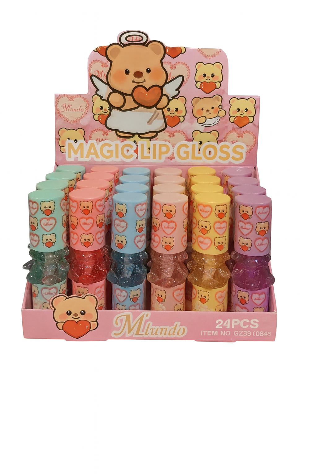 24 PC STRAWBERRY FLAVOR LIP GLOSS TEDDY