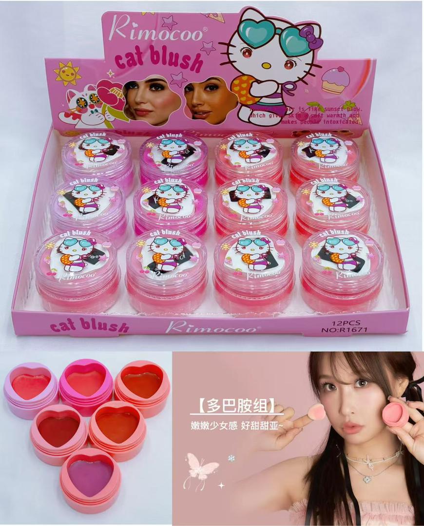 Kitty Heart Blush Box 12 includes mini puff