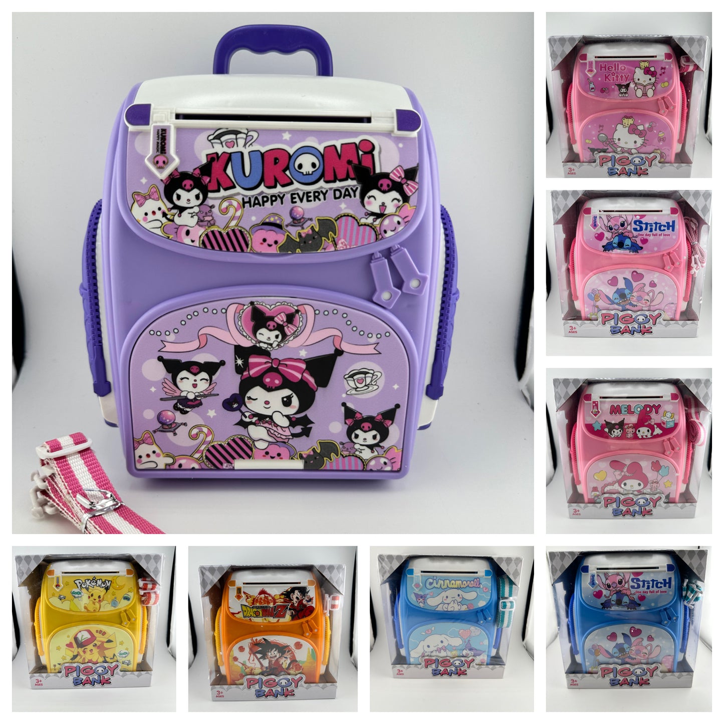 Electronic Piggy Bank Backpack style with strap!