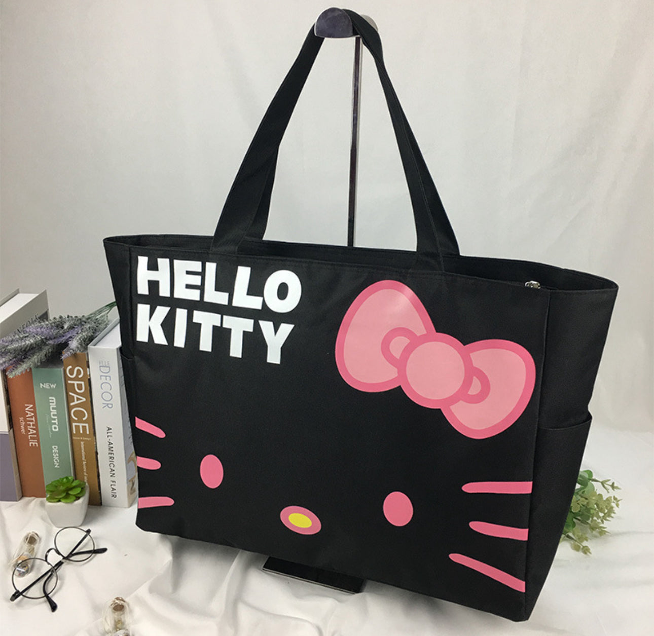 Large Kitty Tote Bags- Canvas- 19 inches