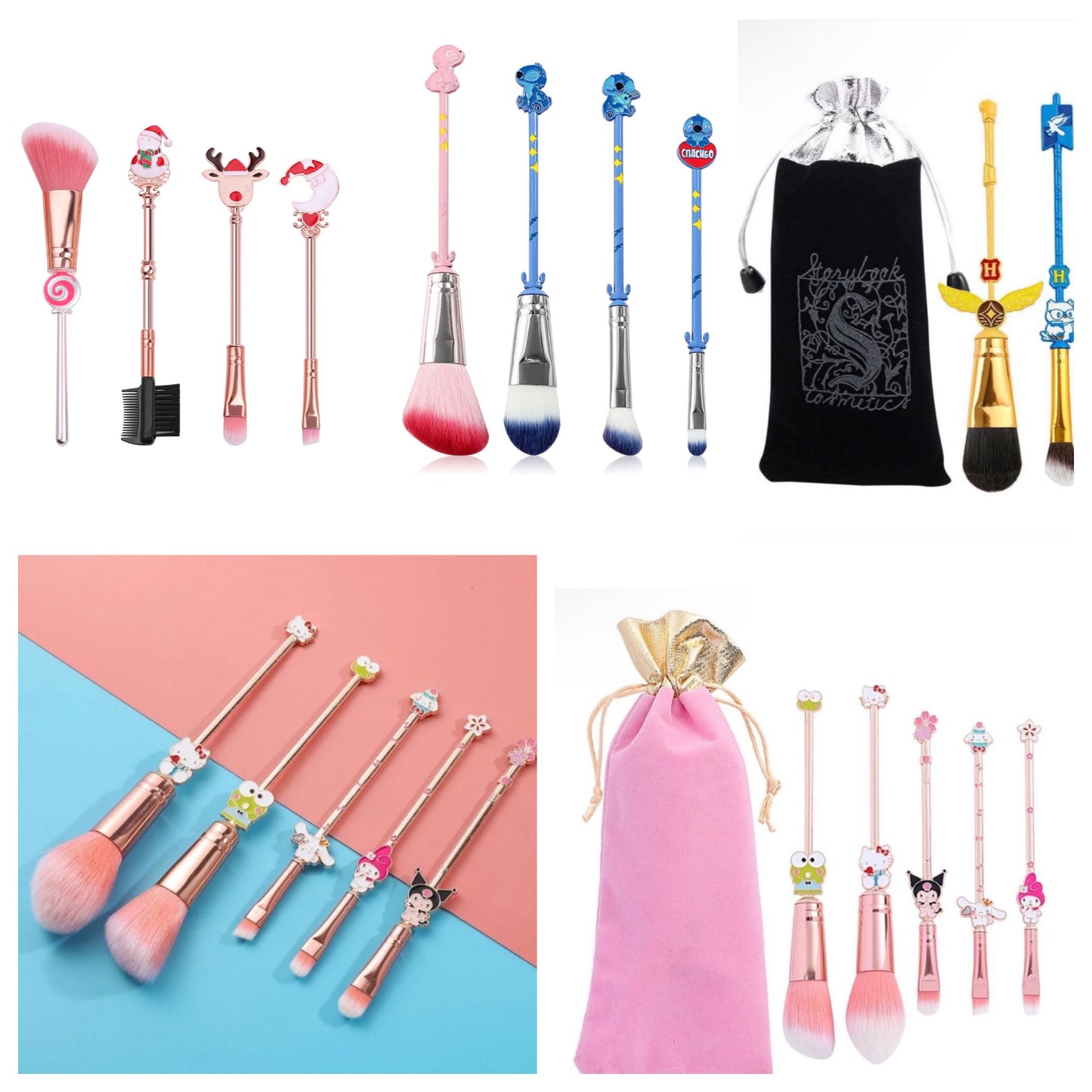 Metal Makeup Brush Sets With Pouch!