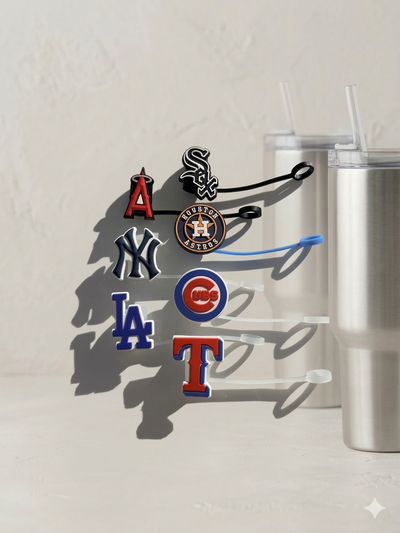 7PC BASEBALL Theme 40oz Straw Toppers!