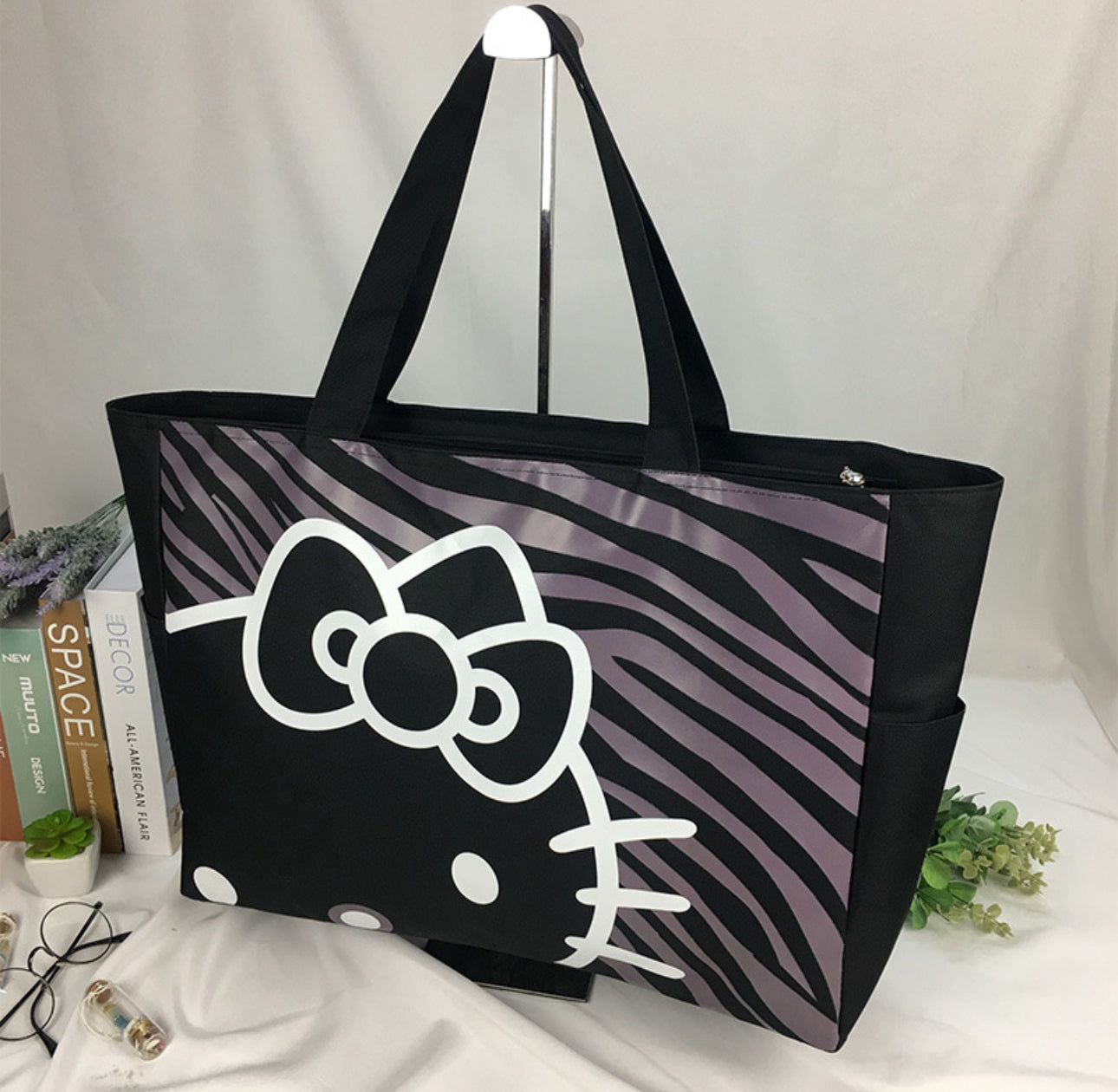 Large Kitty Tote Bags- Canvas- 19 inches