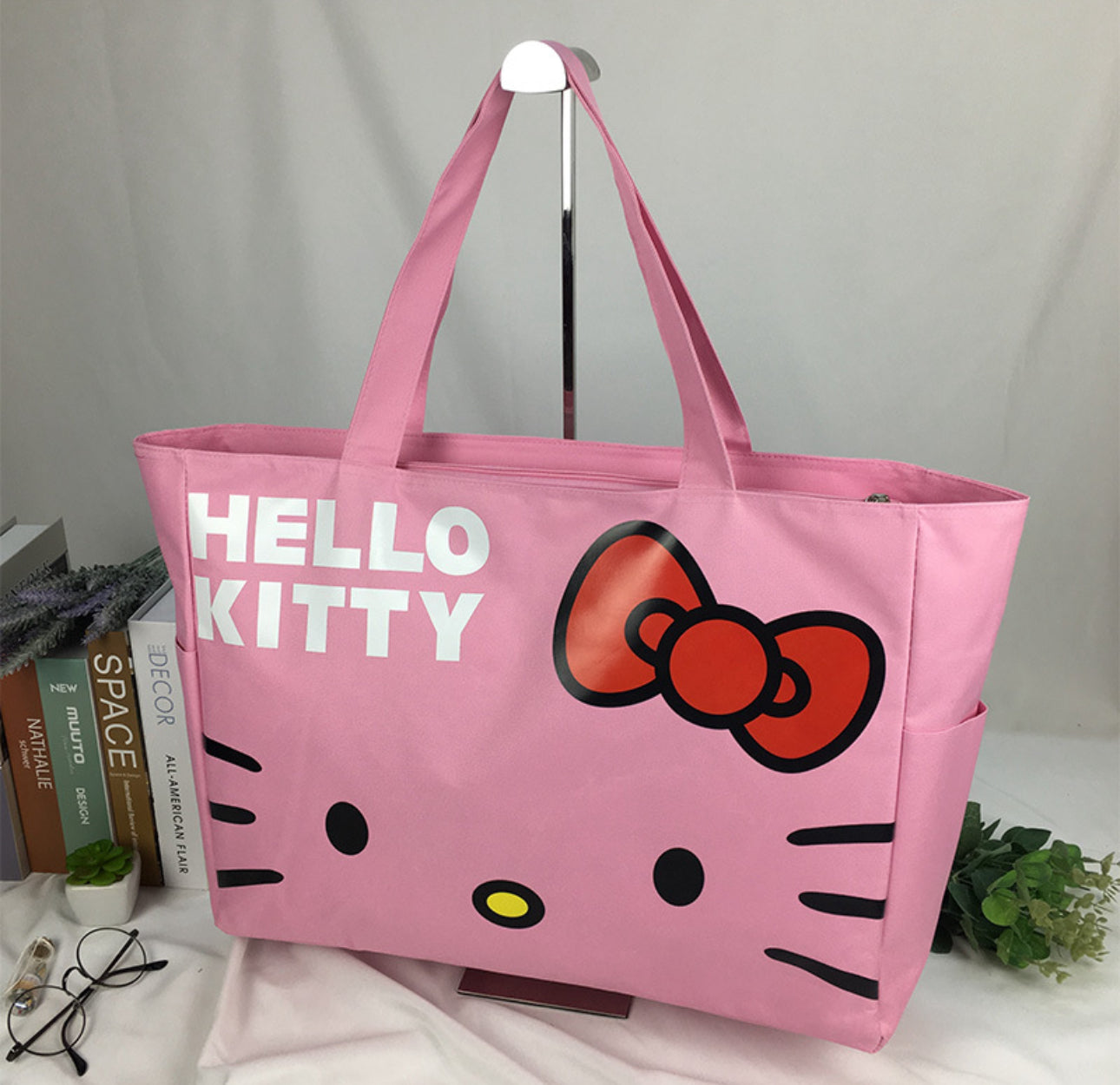 Large Kitty Tote Bags- Canvas- 19 inches