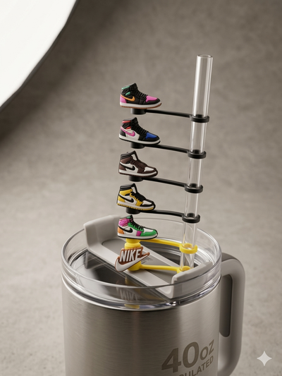 6 PC SHOES Theme 40oz Straw Toppers!