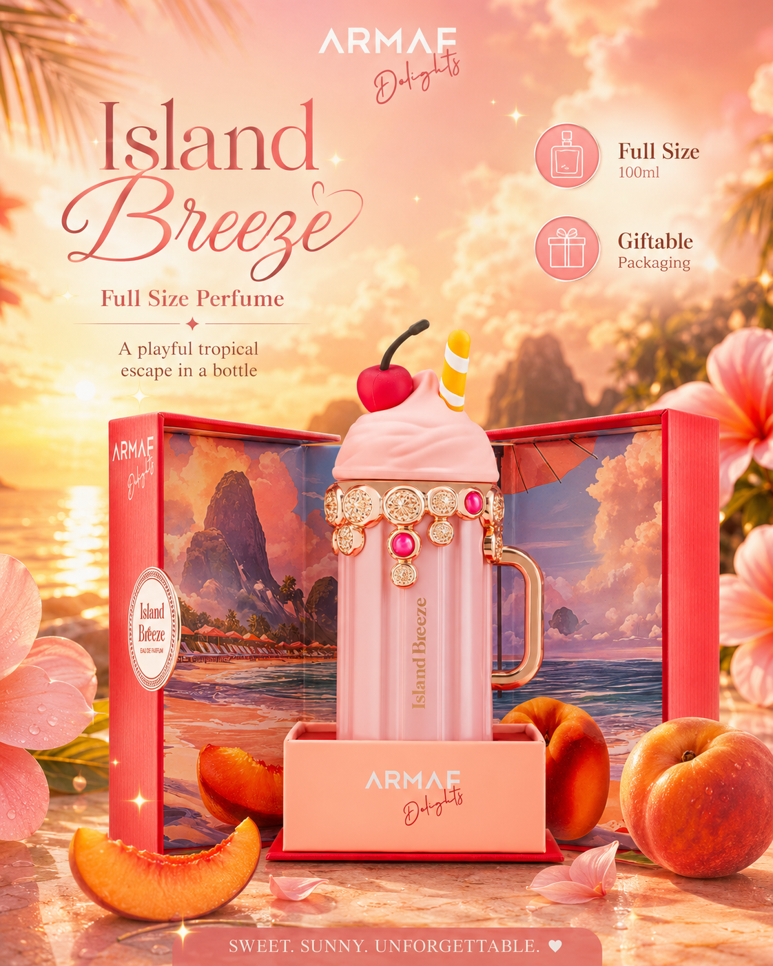 Full Size- Island bliss Pink Peach, wild berries, 100ML