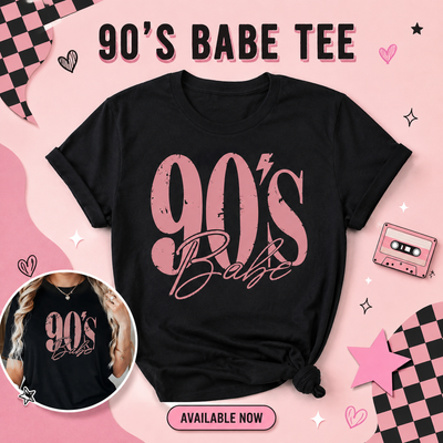 100% Cotton Women's Tee- Black Tee 90's babe