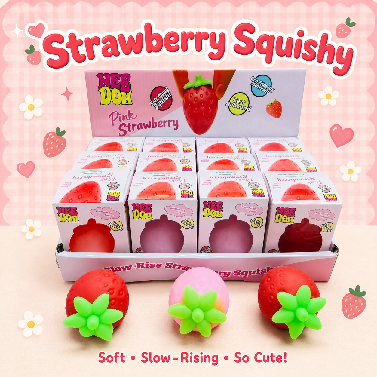 Full Box 24 PC Squishies Strawberries
