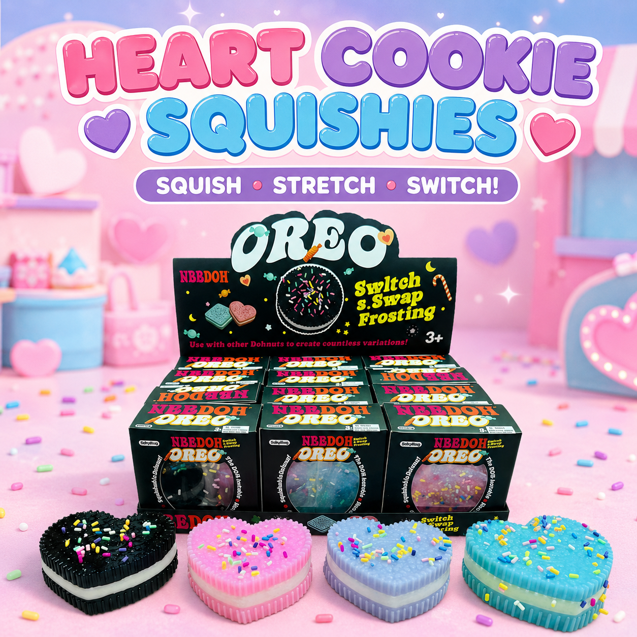 12 PC Heart oreo squishy