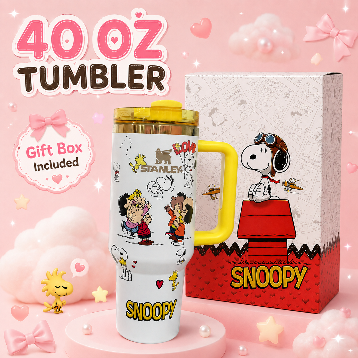 40 OZ Tumbler Hearts yellow