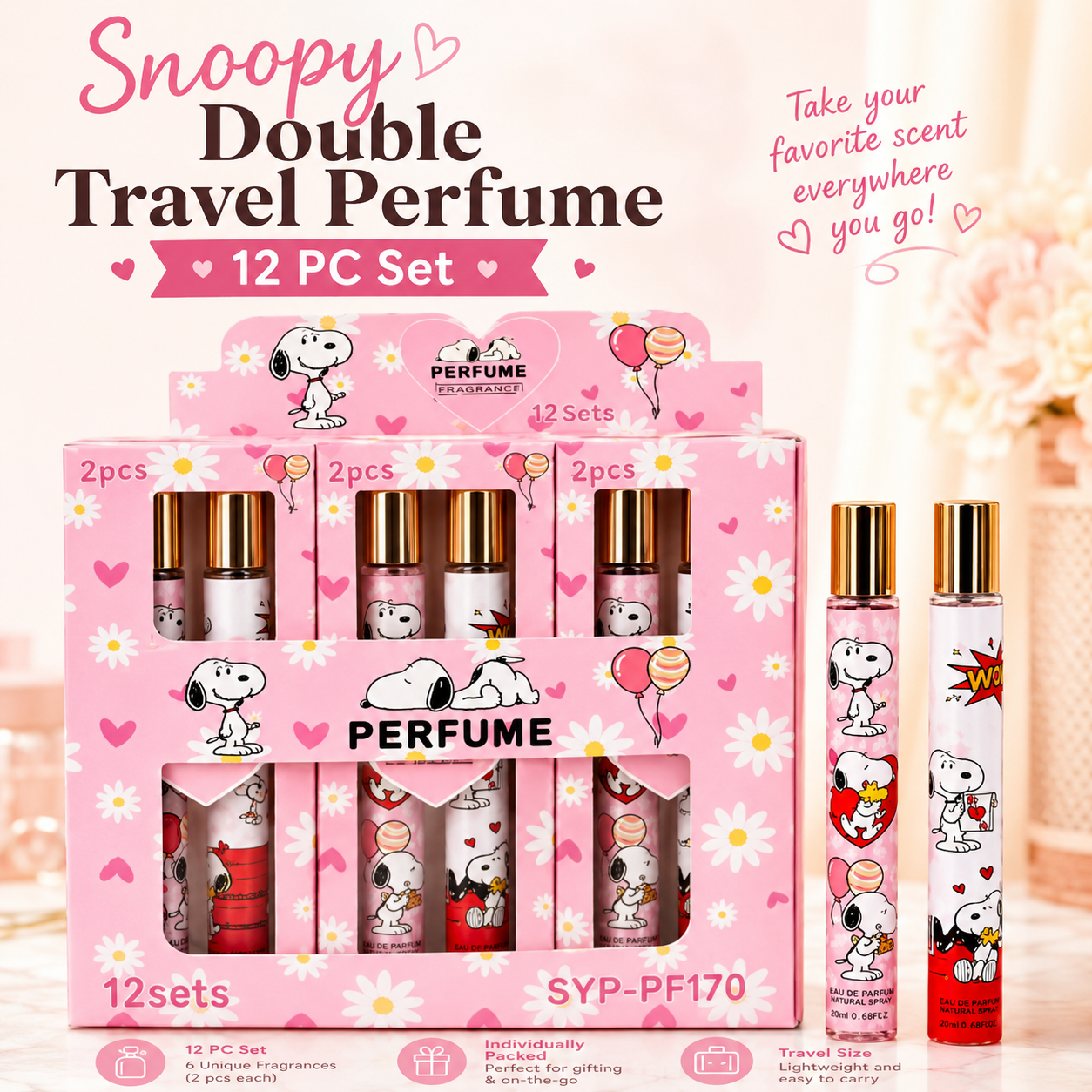 12 PC set of 2pc travel perfume gifts! - Total of 24 perfumes in box