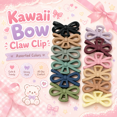 12 Piece Bow Claw Clips