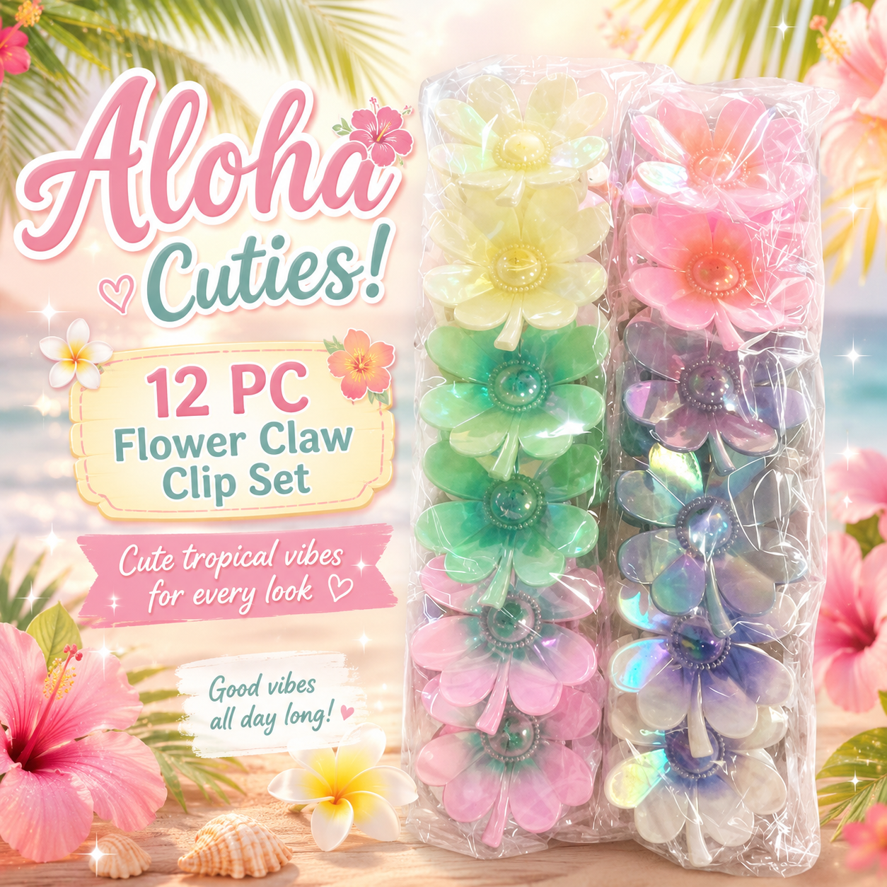 12 Piece Flower claw clips