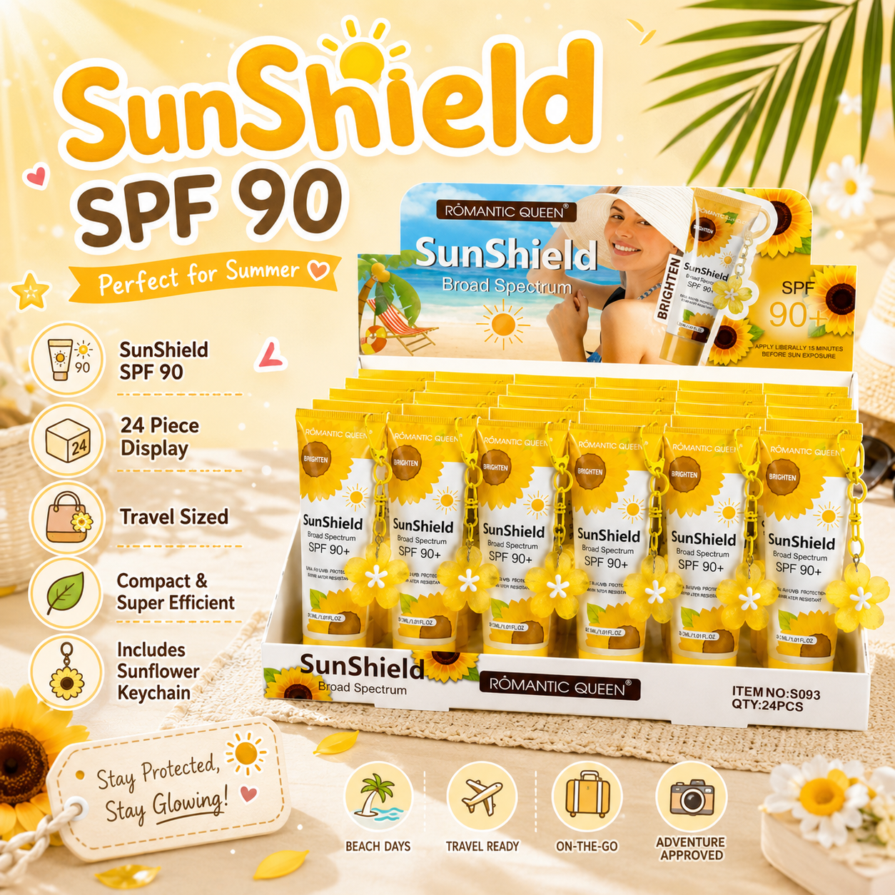 SUNSHIELD 24 PC sunscreen with cute keychain!