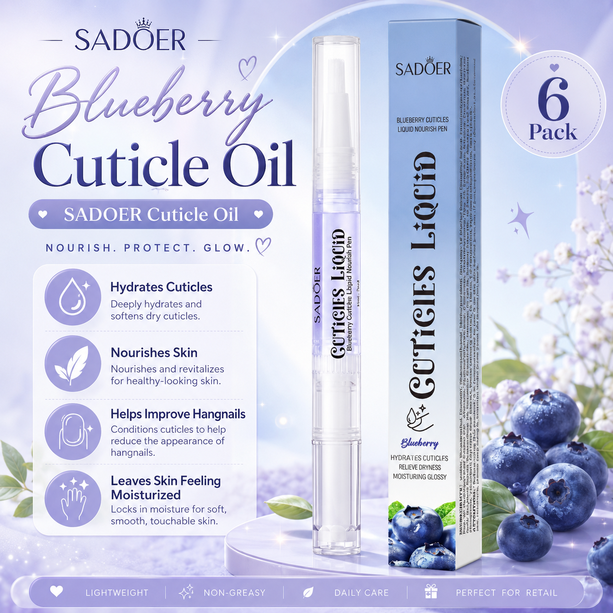 6 Pack Blueberry Cuticle Oil
