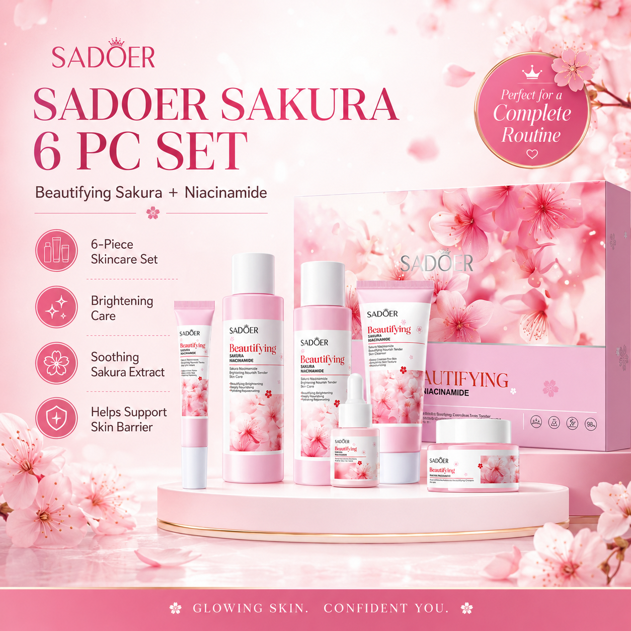 SADOER SAKURA 6 PC SKIN CARE SET