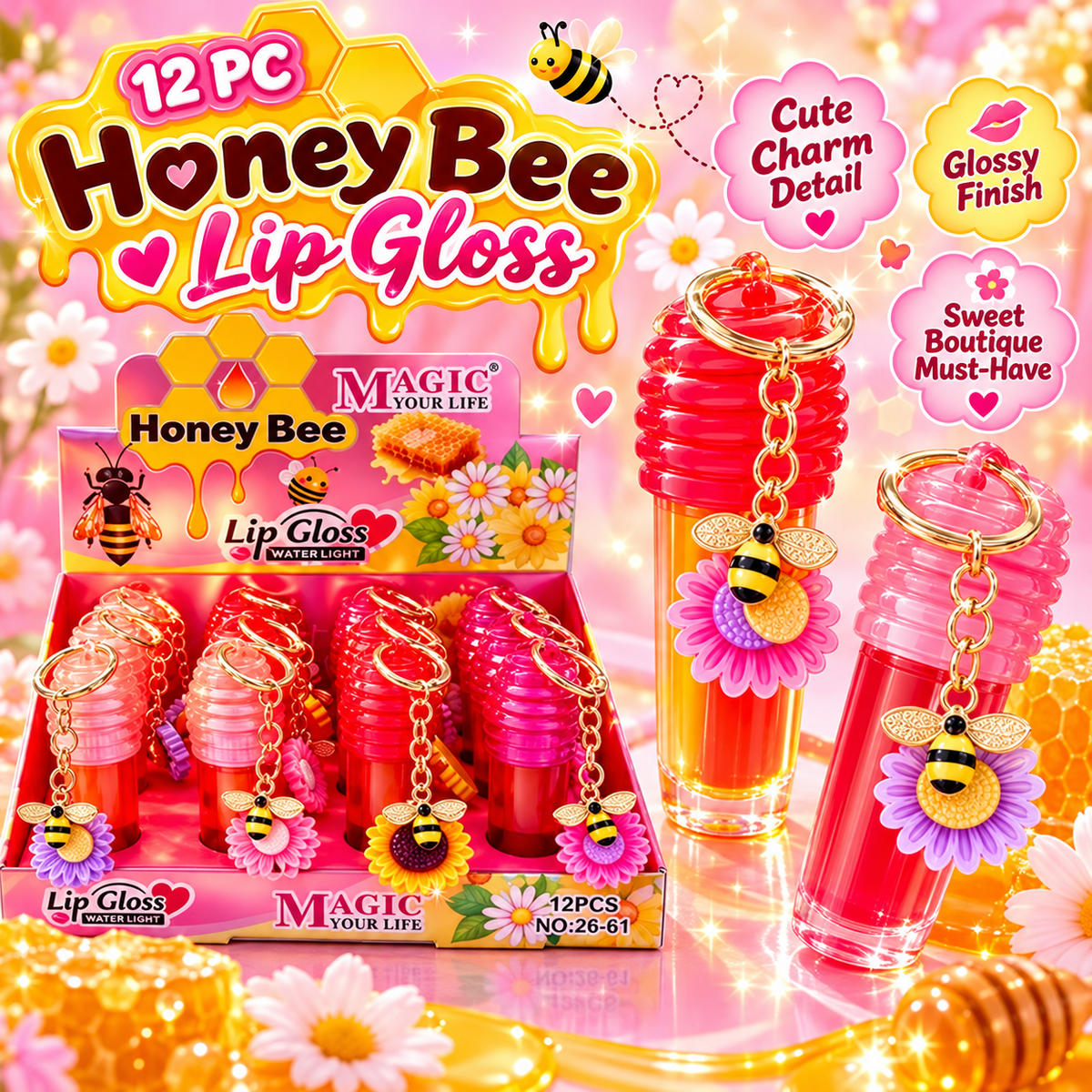 Honey cute charm lippies- 24 pc display