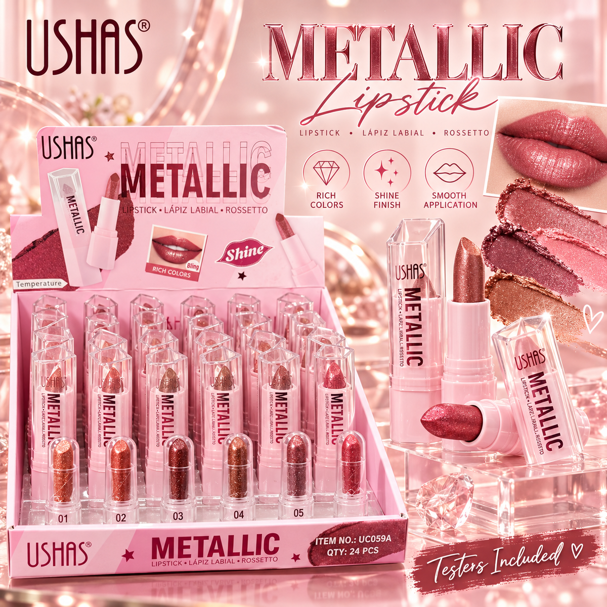 Metallic Lipstick with tester display