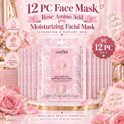 12 PC Face Mask Rose Amino Acid