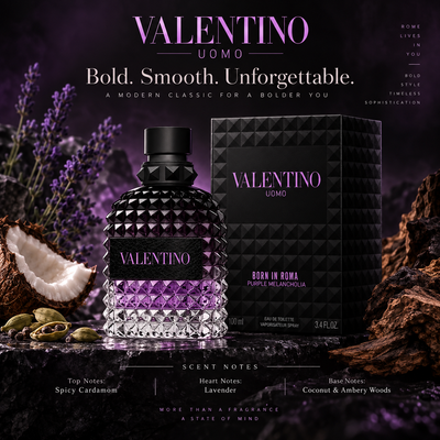 Men's Purple Uomo- Top notes- Cardamom, heart notes of lavender