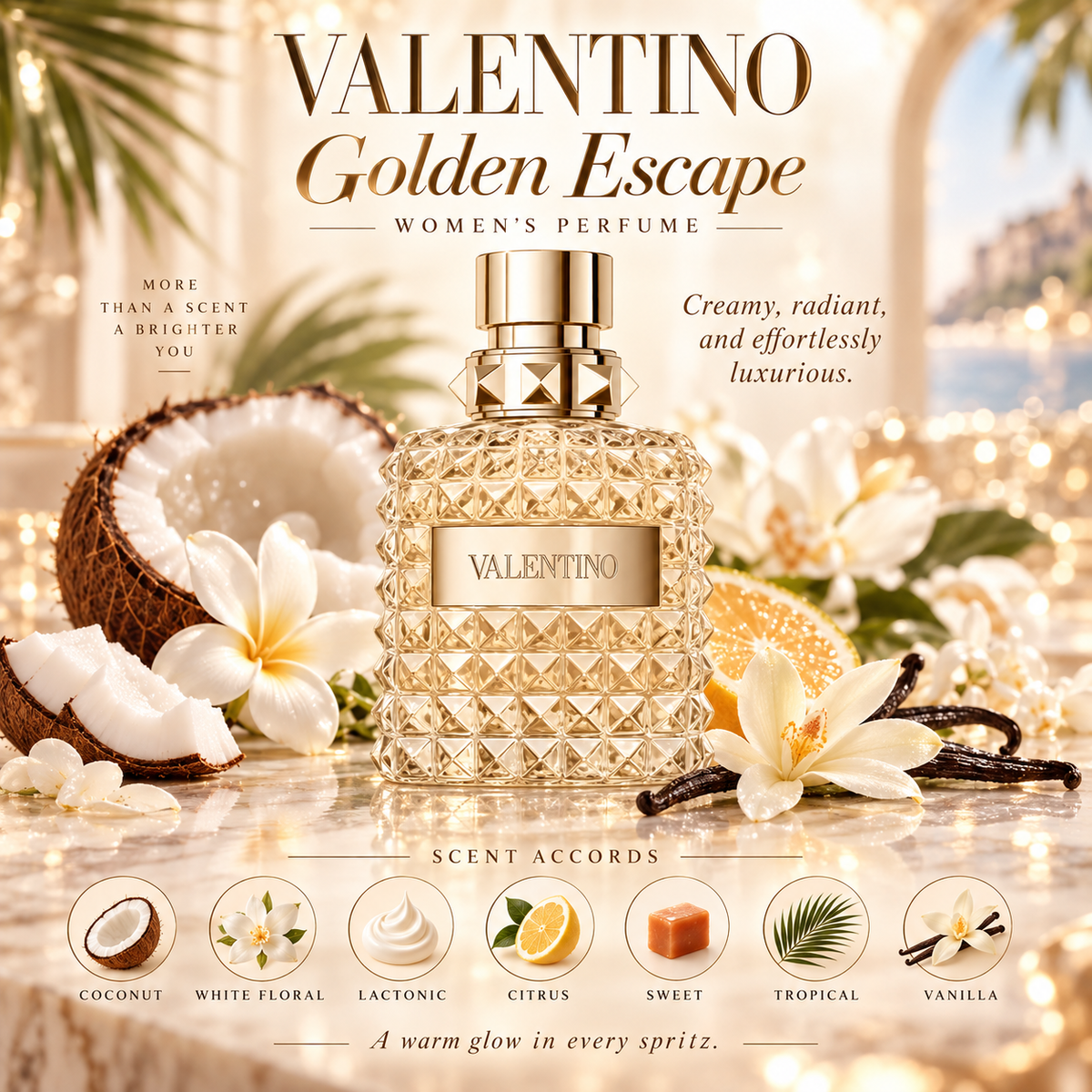 Donna Full Size- GOLD- Top notes Coconut, white floral, tropical